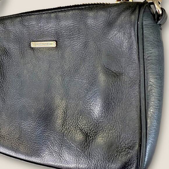 Rebecca Minkoff Leather Crossbody Shoulder Mini Bag Adjust Chain Strap Multi Zip - Picture 7 of 14